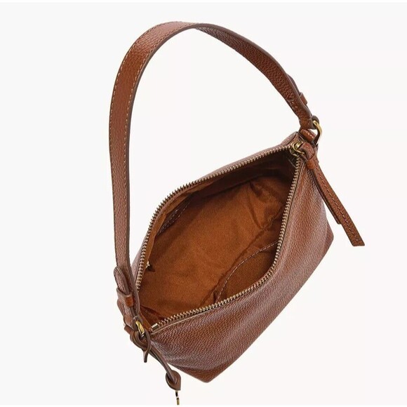 New Fossil Julianna Mini Hobo Leather Medium Brown - Picture 2 of 5